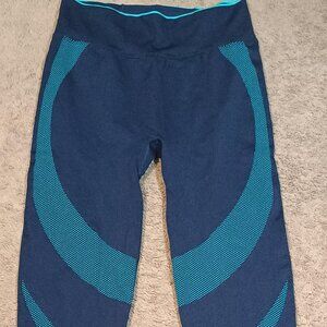 PINK Active Leggings Womens XL Navy Teal Pop Dot Seamless High Waist Gym Athleis